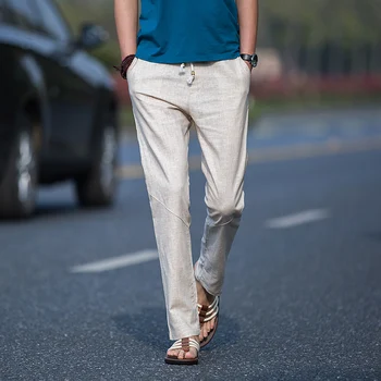 

2019 Autumn Men's Casual Linen Pants Men's Breathable Cotton Linen Trousers Male Chinese Flax Loose Pants Plus Size S-XXXL