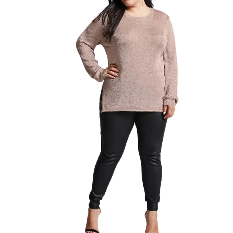 Kissmilk размера плюс женские одноцветные свитера с круглым вырезом и длинным рукавом Пуловеры женские Повседневные свитера больших размеров женские свитера