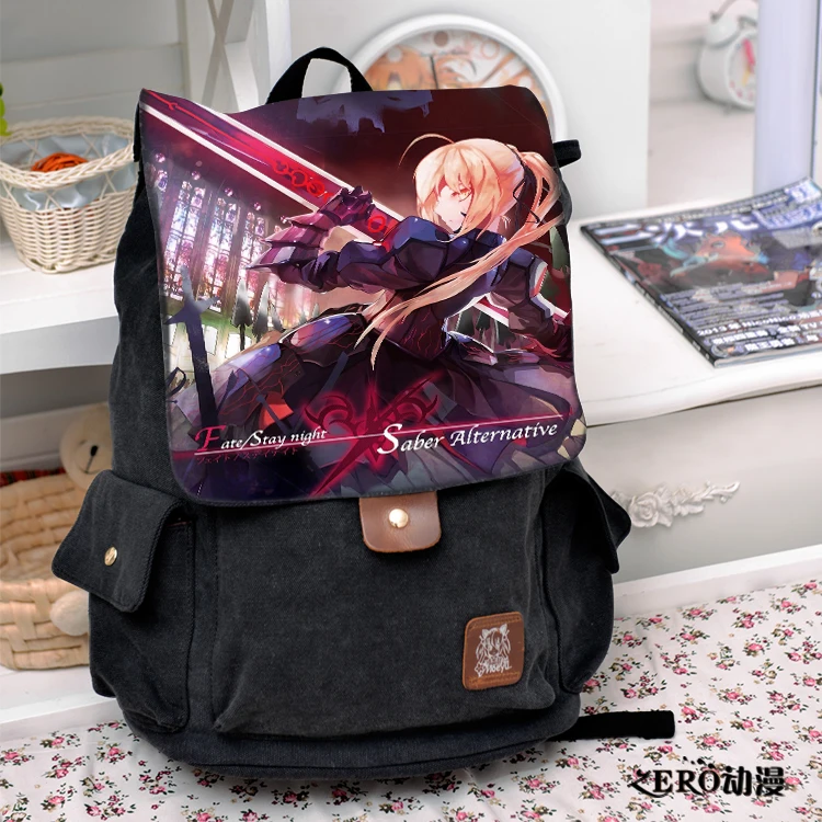 

Anime Fate zero Cosplay Saber Backpack Fashion casual large capacity Bags For Men Women School Bags