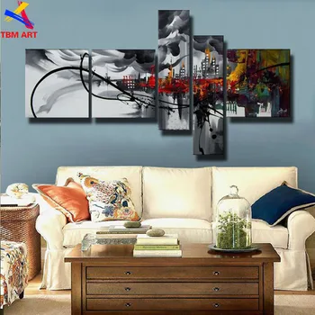 

5 Pieces ,Large Handmade Modern Canvas Oil Painting Wall Art ,Free Shipping Worldwide Z075