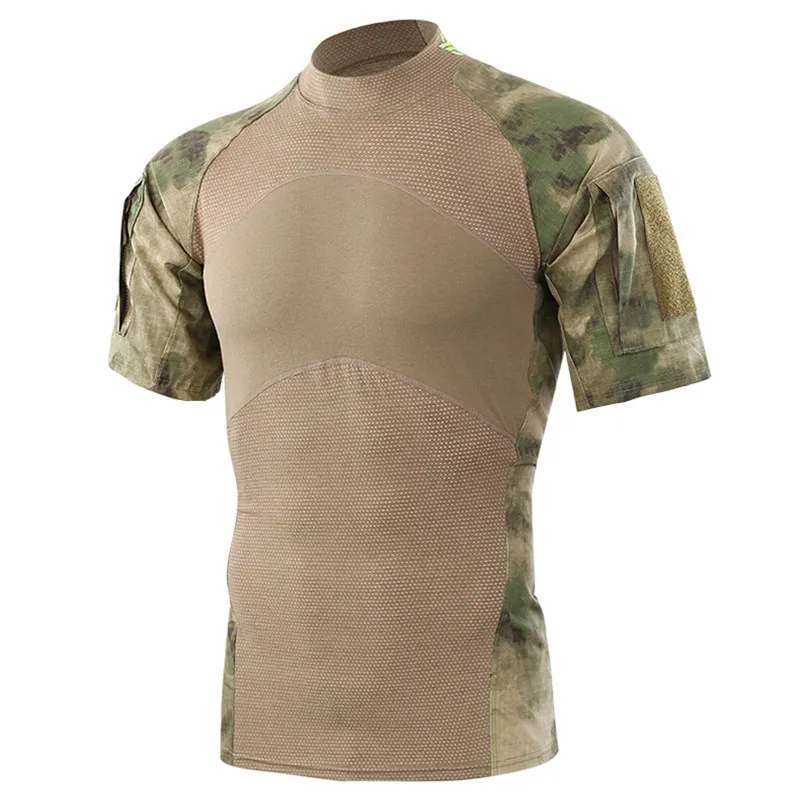 Для мужчин летние тактическая футболка армейский зеленый боевой Футболка короткий рукав Военная Униформа камуфляж Rip-stop рубашка для пейнтбола