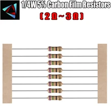 100pcs 1/4W 5% Carbon Film Resistor 2 2.2 2.4 2.7 3 ohm