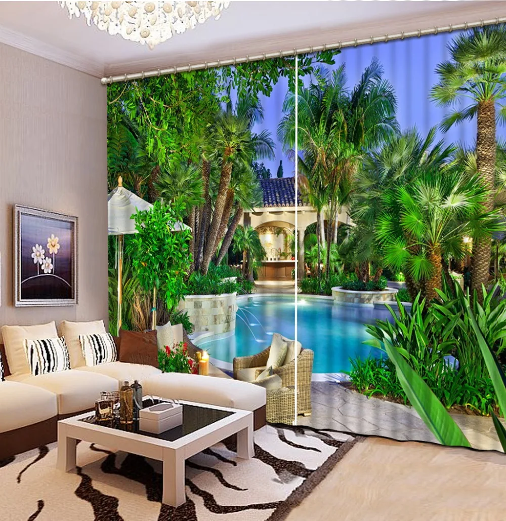 

Fashion 3d curtains Natural Beautiful customize buyer size European Style Top Quality Photo Customize size