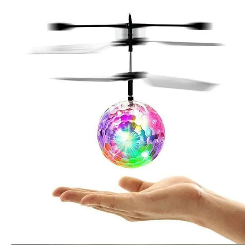 Magic Electric Flying Ball Helicopter Crystal LED Light Infrared Sensor Kids Toy 