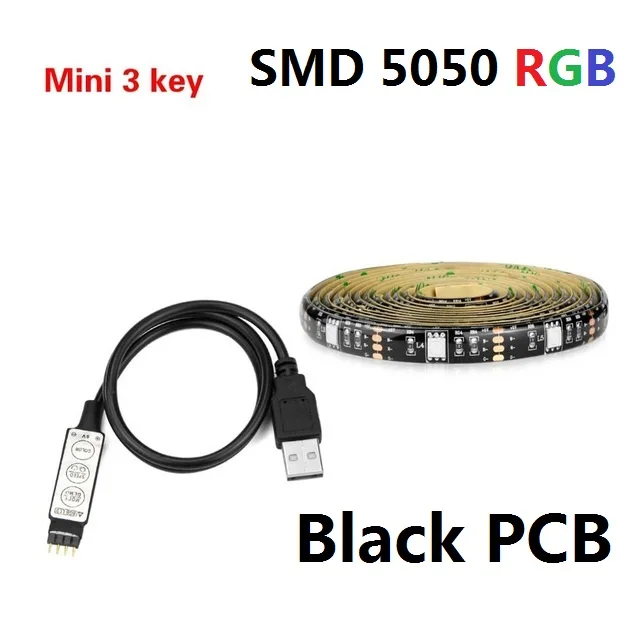 Mini 3key 5050 RGB 1 м 2 м 3 м 4 м 5 м светодиодный ТВ-светильник 5 в USB питание RGB неоновая подсветка светодиодный светильник для ТВ HD ТВ фон RGB/белый/теплый белый светильник ing - Испускаемый цвет: Mini 3key 5050 RGB