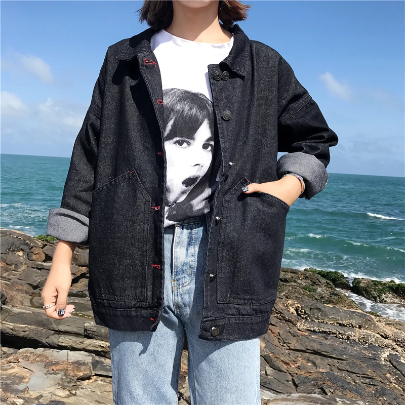 

2018 brand new Spring Autumn Hot sale Loose style fashion casual popular pure women denim Jacket Cheap wholesale P50-180314Z