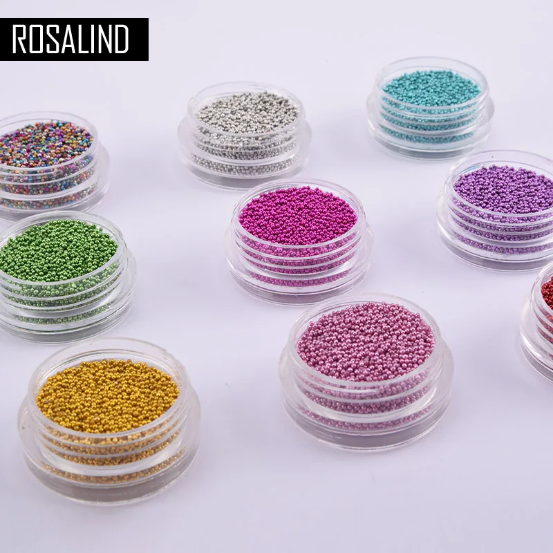 

ROSALIND 12 Colors Mini Bean Fashion Nail Art Micro Caviar Beads Pearl Decorations Tips 3D UV Gel Acrylic Nail Tools