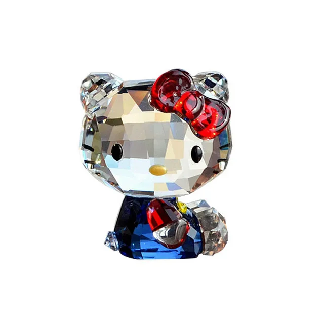 High Quality Crystal Cartoon Cat Figurines Car Ornament Cat Aniaml Paperweight Wedding Valentine's Day Gift Home Table Decor - Цвет: boy  (L)