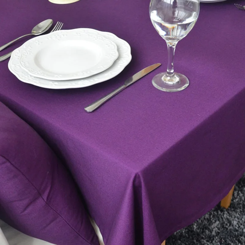 Однотонные скатерти, скатерть, хлопок, красный, современный стиль, Настольная дорожка, чехол для подушки, сиденье, простой стиль, mantel de mesa 41 - Цвет: Фиолетовый