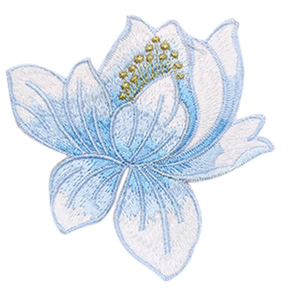 

1pc Lotus Flower Embroidery Iron On Applique Patch Sew On Patch Craft Sewing Repair Embroidered 8 Colors