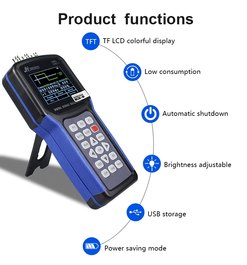 Portable Handheld Oscilloscope Jinhan JDS2023 Digital Storagesignal function generator 20MHz oscilloscope AC/DC Input coupling|handheld