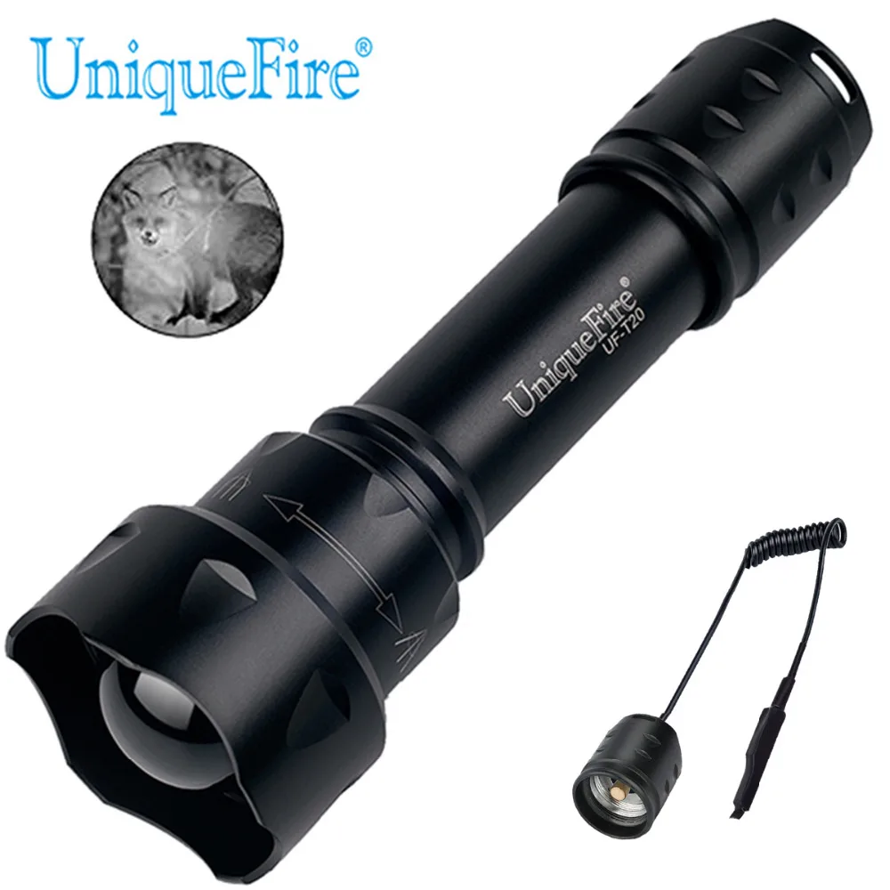 UniqueFire T20 IR 940NM 38 мм выпуклая линза 3 режима светильник-вспышка инфракрасный светильник фонарь ночного видения с двойным пультом дистанционного управления