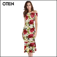 OTEN-New-fashion-Womens-sexy-Slash-Neck-Off-shoulder-Flower-Print-Party-Wear-sheath-Bodycon-Mermaid