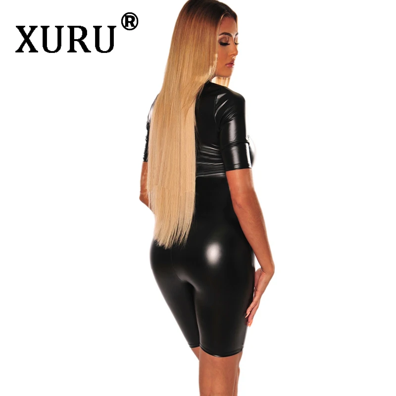XURU новые женские PU тела Колготки четырехсторонняя эластичная Штаны высокие эластичные комбинезон черный плотный комбинезон