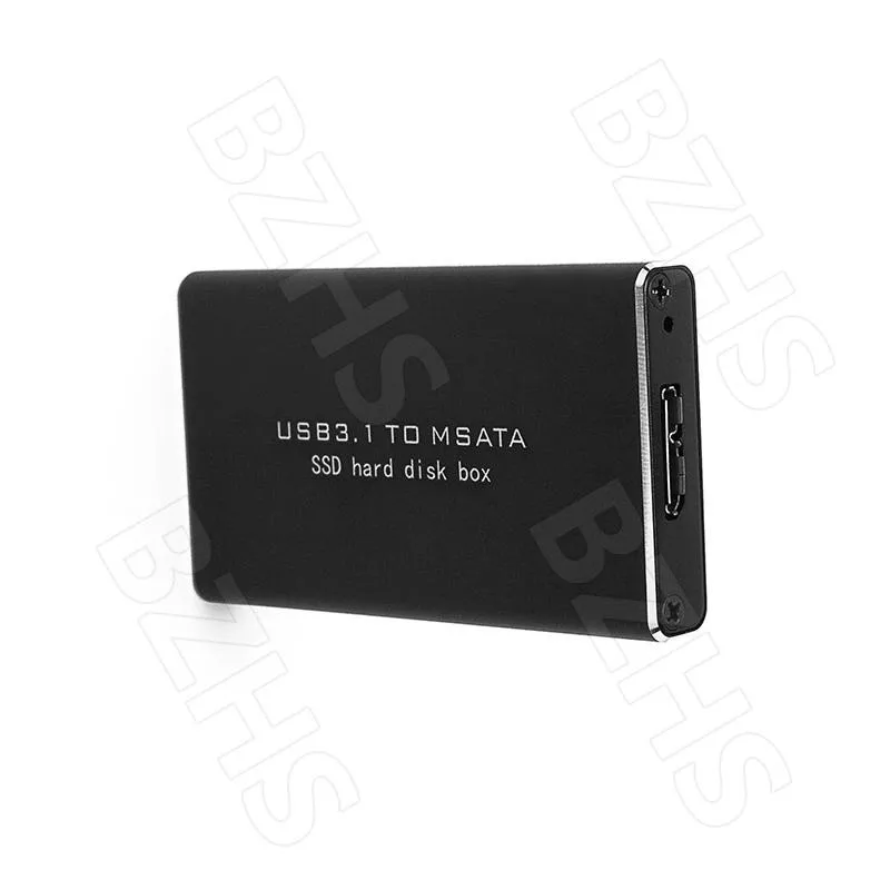Черный USB3.1 USB-C type C to MSATA to USB 3,0 SSD корпус MSATA SSD чехол для жесткого диска Внешний чехол для мобильного телефона - Цвет: Черный