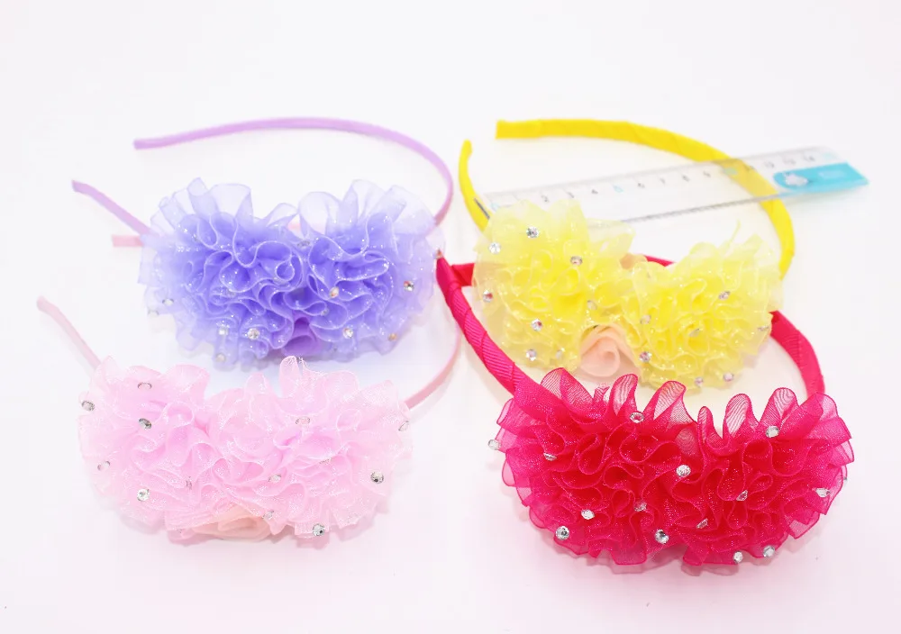 

2017 High Quality Shining Headbands Chiffon Flowers Head Hoop For Children Silk Flower Baby Girl Headbands Hair Accessories