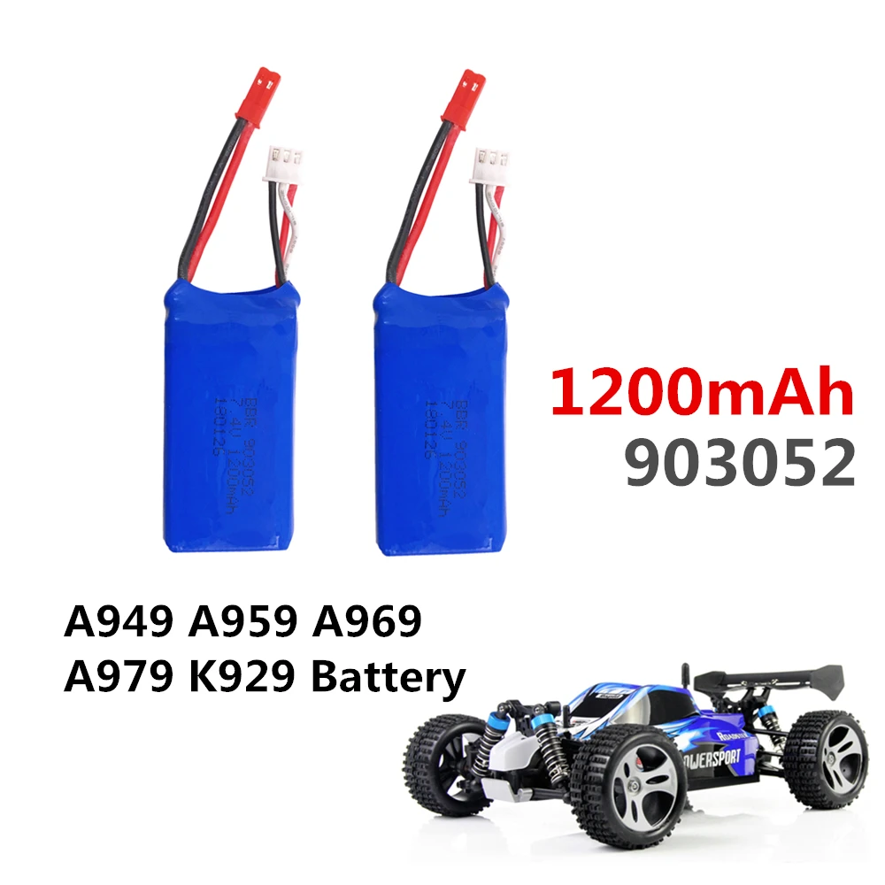 2 шт. LiPo RC Drone Батарея 7 4 V 1200 мА/ч для Wltoys A949 A959 A969 A979 K929 дистанционно управляемых