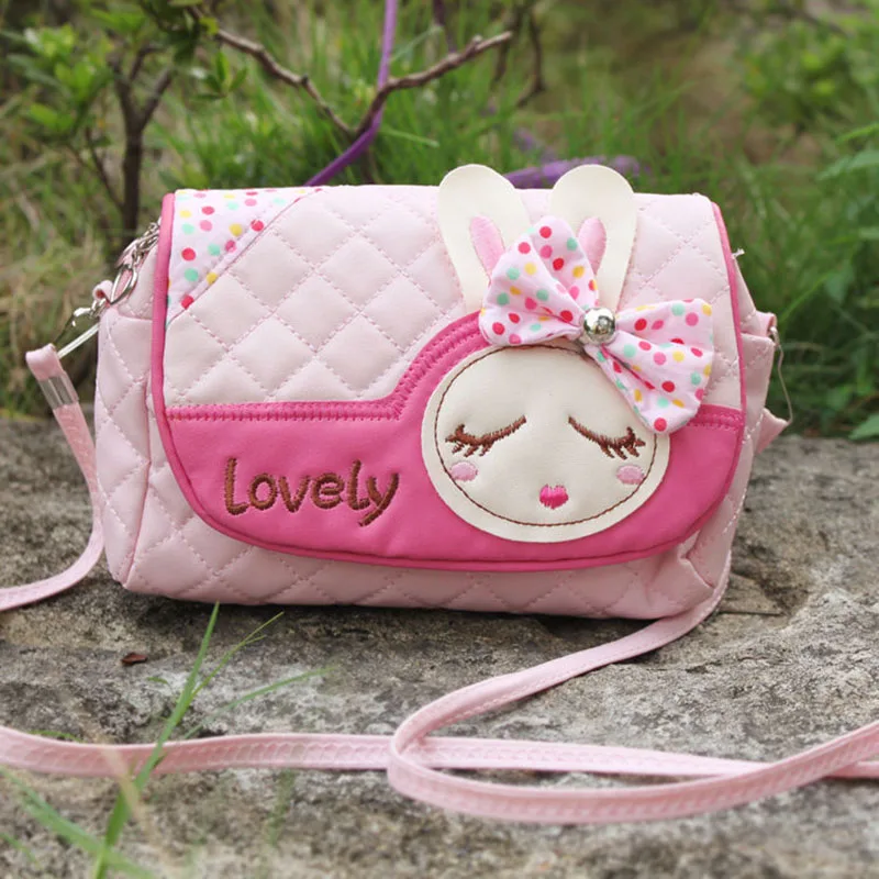 

Hot Children Messenger Bag Rabbit Bowknot Kids Girls Princess Sweet Handbag Leather Shoulder Bags Lovely Package BVN66