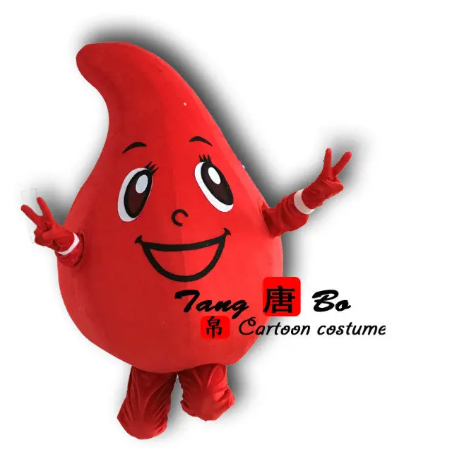 

Red Drop of blood mascot costume Cartoon Fancy Dress for Public welfare activities&Valentine's day