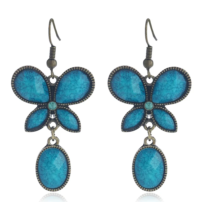 5 пар/упак. Европейский Богемия Смола бабочка Серьги|butterfly earrings|earrings earringresin earrings |