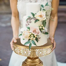 25 см дюймов Золотая зеркальная поверхность Свадебный десертный поднос торт стенд Свадебная вечеринка День рождения украшение сковорода торт печенье дисплей