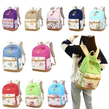 Повседневная Bookbags Холст Печати Рюкзак Наборы Милые Цветочные Мозаика Ветер Рюкзаки Для Девочек-Подростков Сумка 88 LBY201