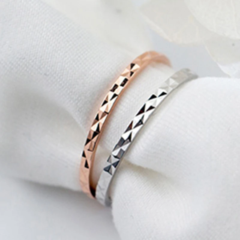 Настоящее чистое 925 пробы Серебряное кольцо, модное простое блестящее кольцо, тонкое кольцо на палец для женщин, ювелирное изделие из розового золота