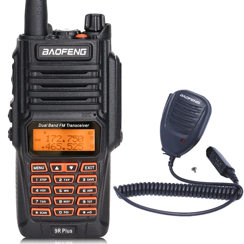 BaoFeng UV-9R Plus Водонепроницаемая портативная рация 8 Вт UHF VHF Двухдиапазонный IP67 HF трансивер UV 9R Ham портативное радио - Цвет: add speaker mic