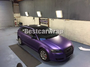 

Pearl Matte Purple Metallic Car Wrap Vinyl Film With Air Bubble Free quality automobile covering foil skin size 1.52x20m/Roll