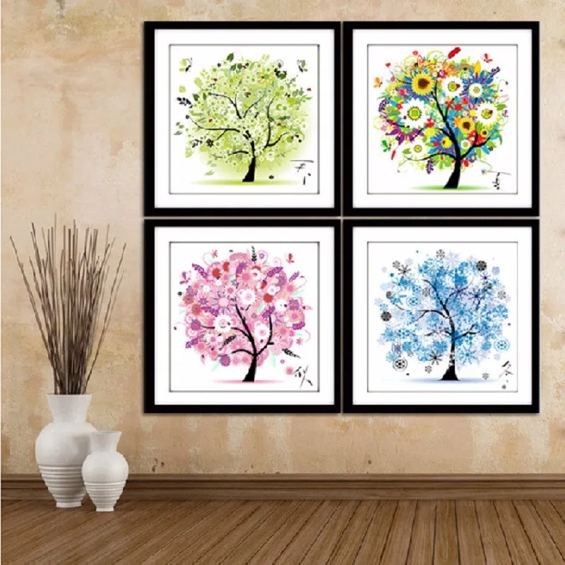 HOT-Winter-Four-Season-Home-Decor-Colorful-Tree-Counted-Cross-Stitch-Kit-Embroidery-Set-Needlework-Living