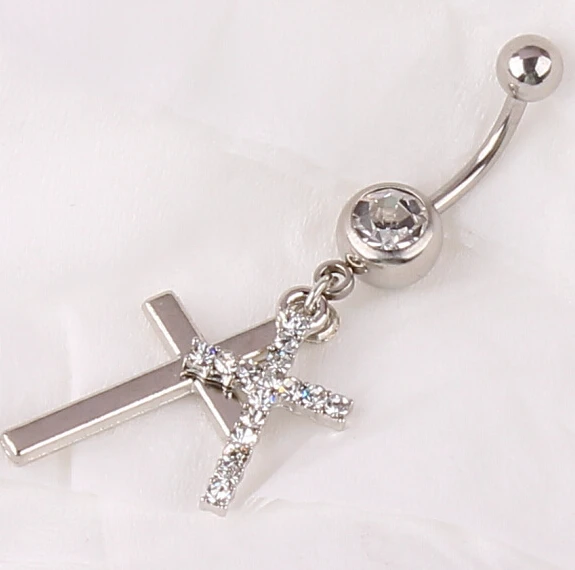 Free Shipping High Quality double cross Belly Rings Navel jewelry