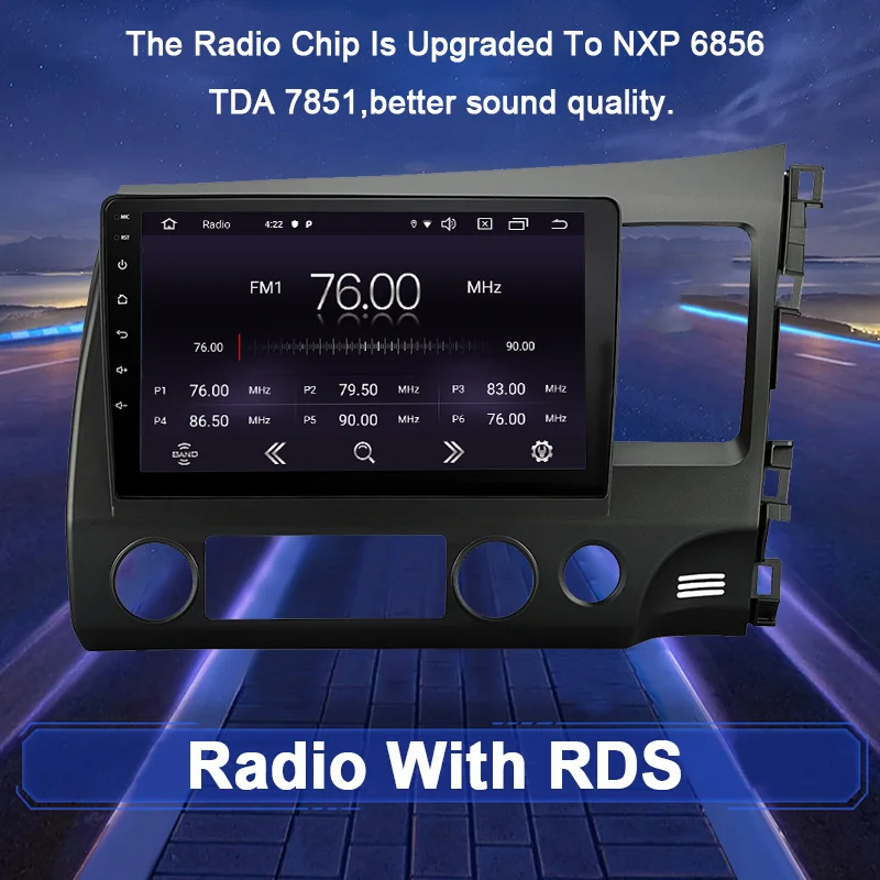 Sale Funrover 2.5D+IPS Car Multimedia player android9.0 2 din car radio DVD player GPS Navi for honda civic 2006-2011 right RDS DSP 4