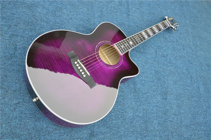 

Guitar Factory Customization Acoustic Guitar Vintage Top AAA Sitka Solid Spruce Body Guitar with Fishman pickups purple color