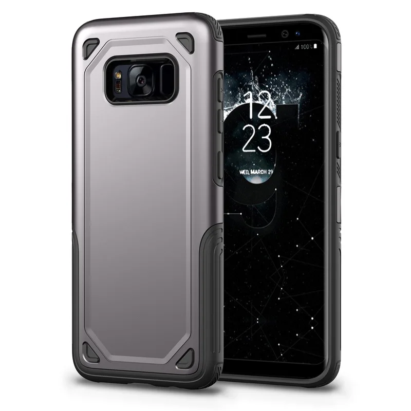 Прочный Гибридный мягкий силиконовый+ Жесткий PC противоударный бронированный чехол для samsung Galaxy S7 край S8 Plus Note 8 J3 J5 J7 Pro Coque Капа - Цвет: Grey