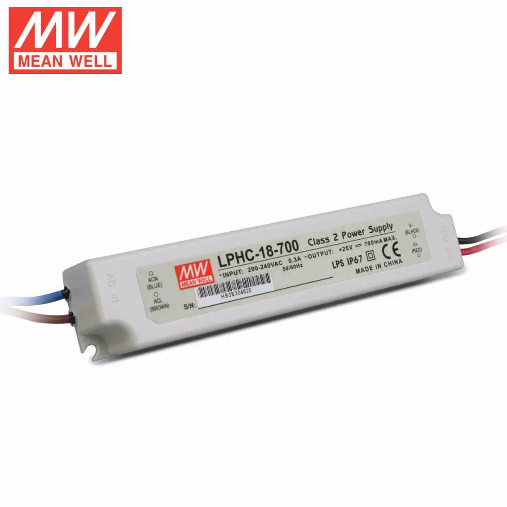 Mean Well LPHC-18-700 водонепроницаемый светодиодный драйвер 18 Вт 6 ~ 25 в 700 мА источник