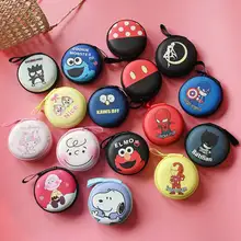 Жесткий Чехол для наушников на круглой молнии с мультяшным рисунком, сумка для хранения наушников, Портативная сумка для наушников, защитный usb-кабель, Органайзер