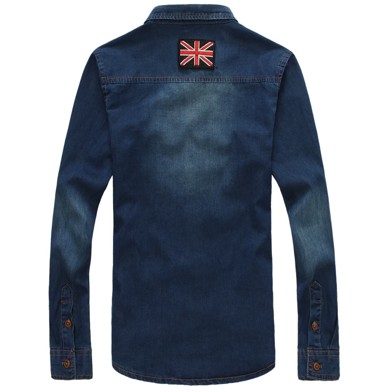 TANG, синие мужские джинсовые рубашки с длинным рукавом, Осенние хорошо продаваемые хлопковые рубашки, мужские большие размеры S-5XL