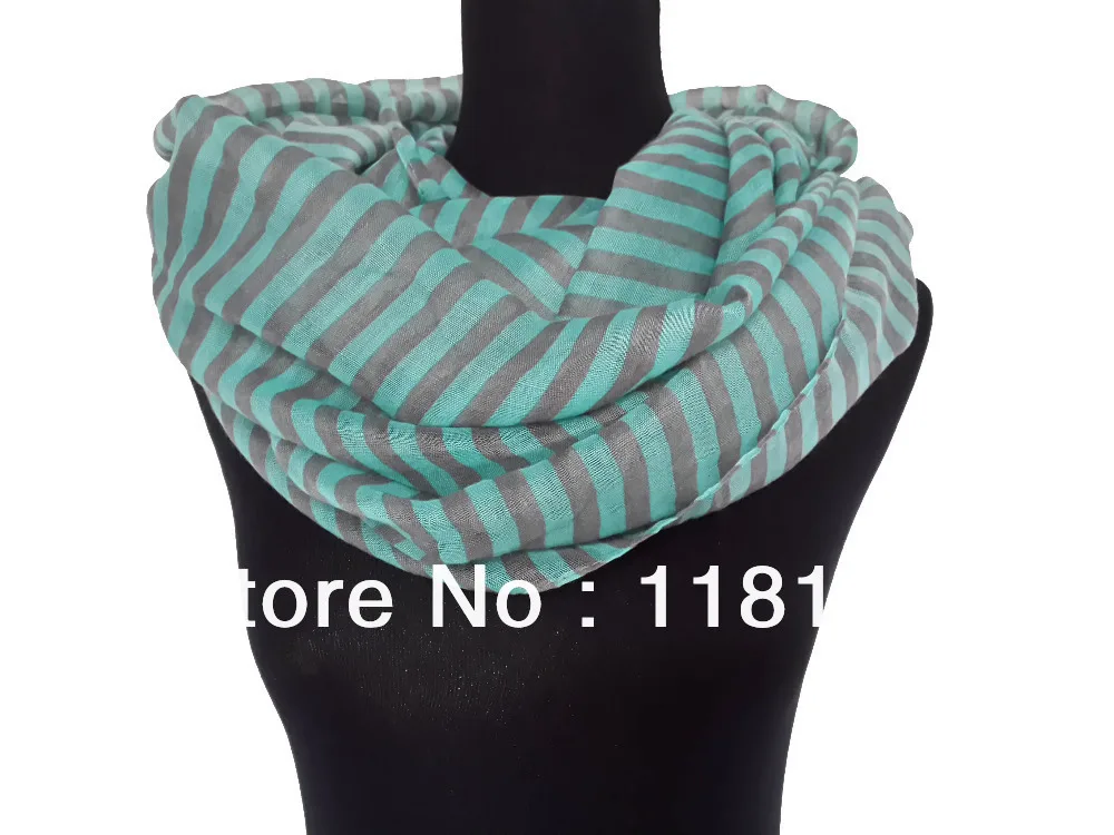 

10pcs/lot Fashion Stripe Printed Infinity Scarf Women's Accessory 180*100cm, Free Shipping