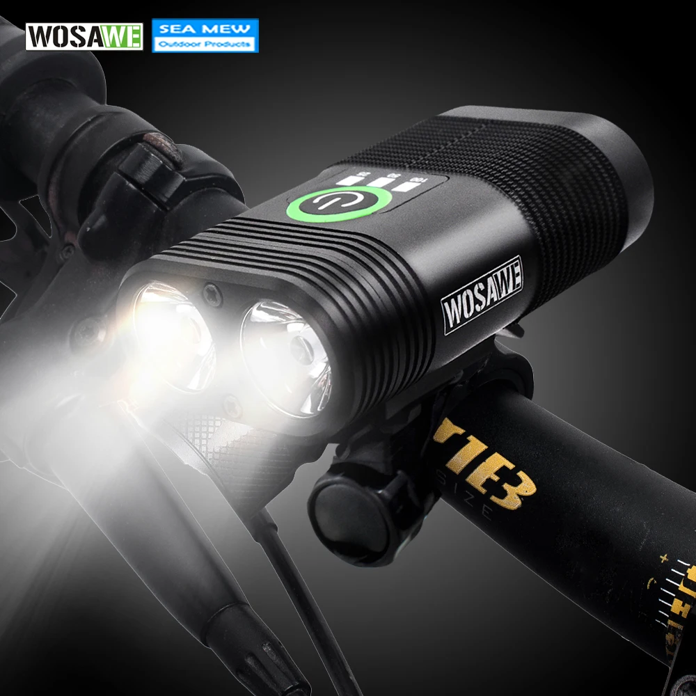 WOSAWE NEW 2400 lumens LED Flashlight USB Rechargeable Bike light Wide