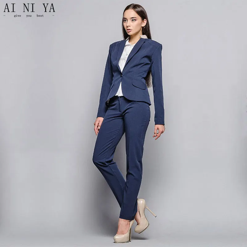 Jacke Hosen Dunkelblau Frauen Anzuge Blazer Formal 2 Stuck Sets Weiblichen Hosenanzug Damen Elegante Hose Klagen Benutzerdefinierte Gemacht Pant Suits Trouser Suitelegant Pant Suits Aliexpress