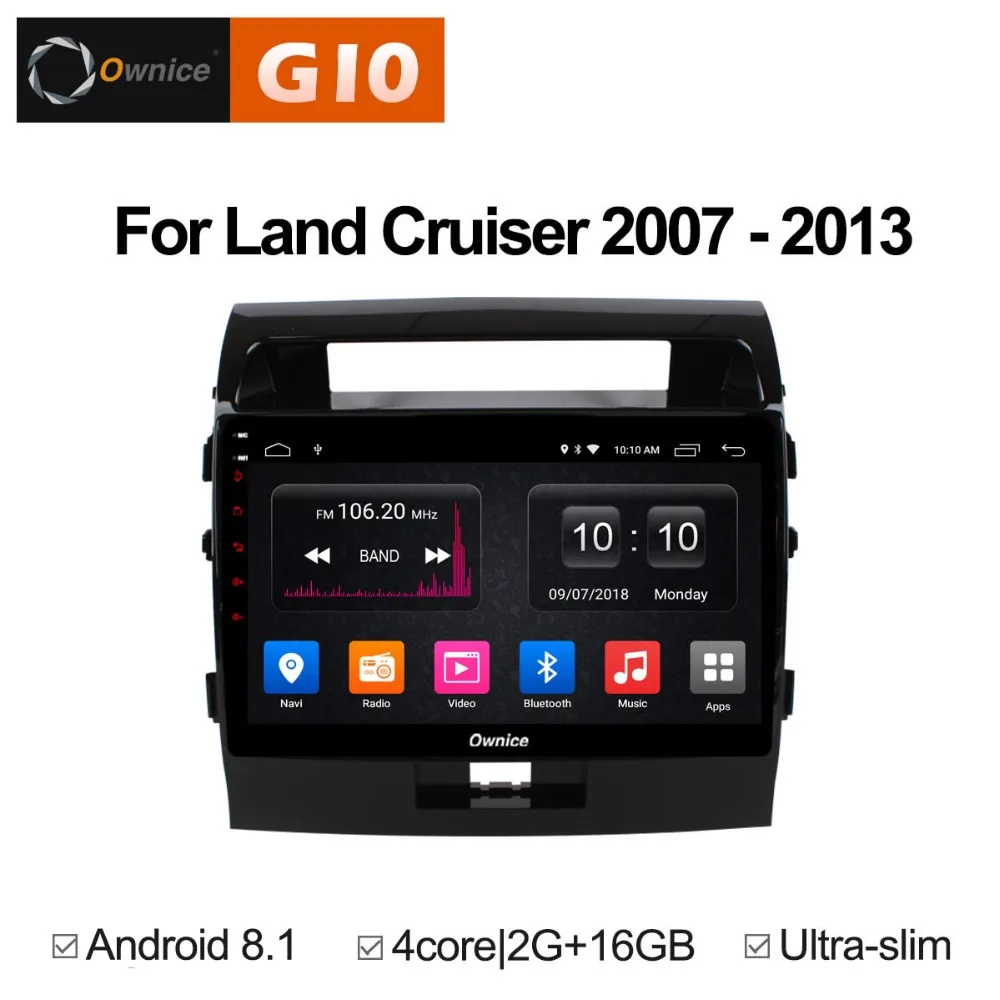 Best 10.1" Android 8.1 Octa 8 Core 2GB RAM+32GB ROM Car DVD Player For Toyota Land Cruiser 200 LC200 2007-2013 GPS Radio Stereo BT 4G 1