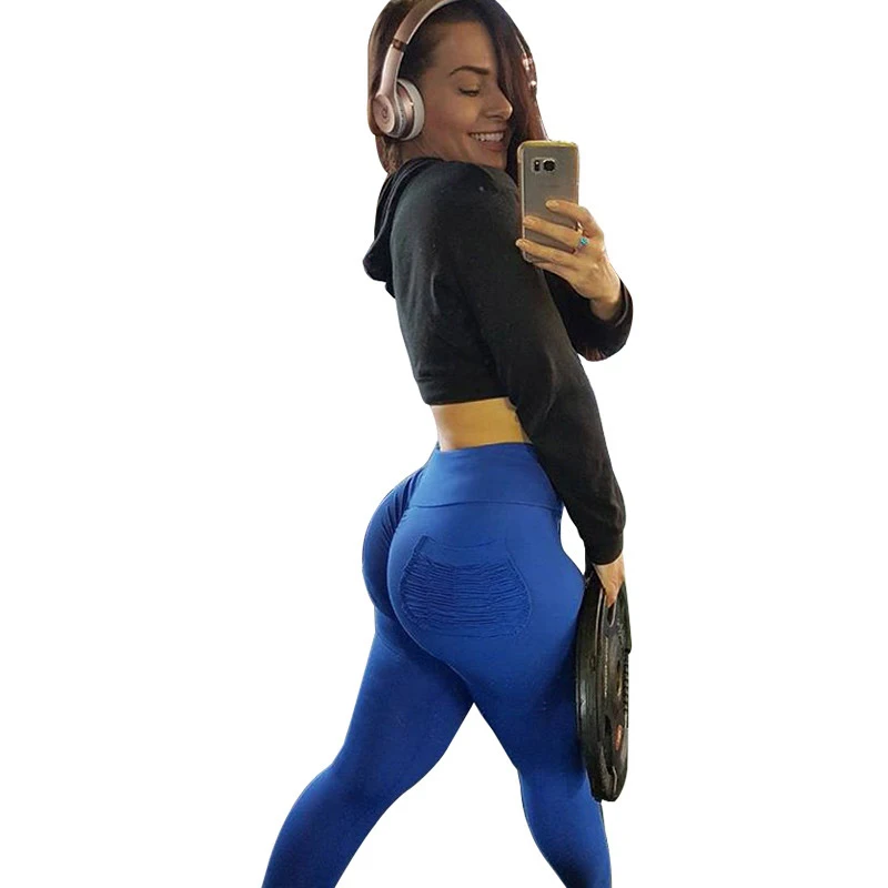 

NORMOV Women Casual Fitness Leggings Sexy Push Up Pants High Waist Leggins Workout Candy Color Leggings Pockets S-XL