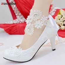 Белые свадебные туфли; женские туфли на высоком каблуке со стразами для невесты; женские туфли-лодочки года; женская обувь; chaussure femme talon