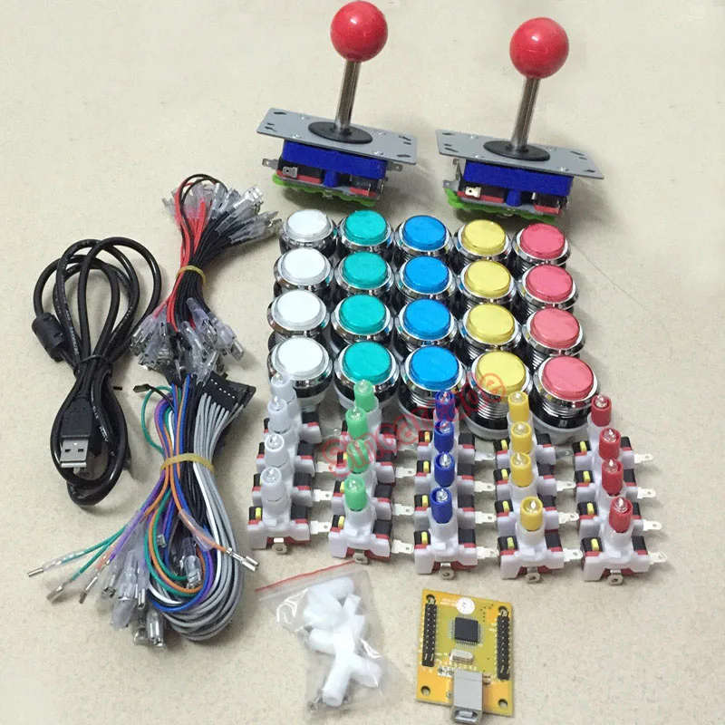 

Arcade mame DIY KIT FOR 2 players PC PS/3 2 IN 1 to arcade joystck LED button interface USB 2 player MAME Interface USB to Jamma