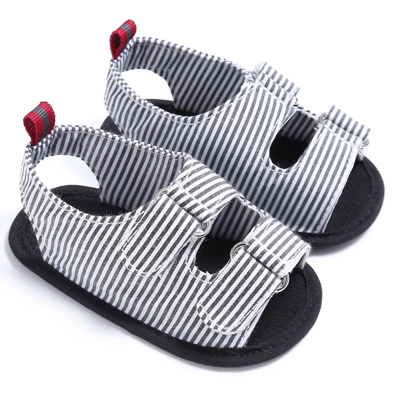 Новорожденных Обувь для мальчиков Обувь для девочек детские сандалии в полоску кроватки на мягкой подошве Удобная малыша Обувь Горячая Открытый летние детские сандалии