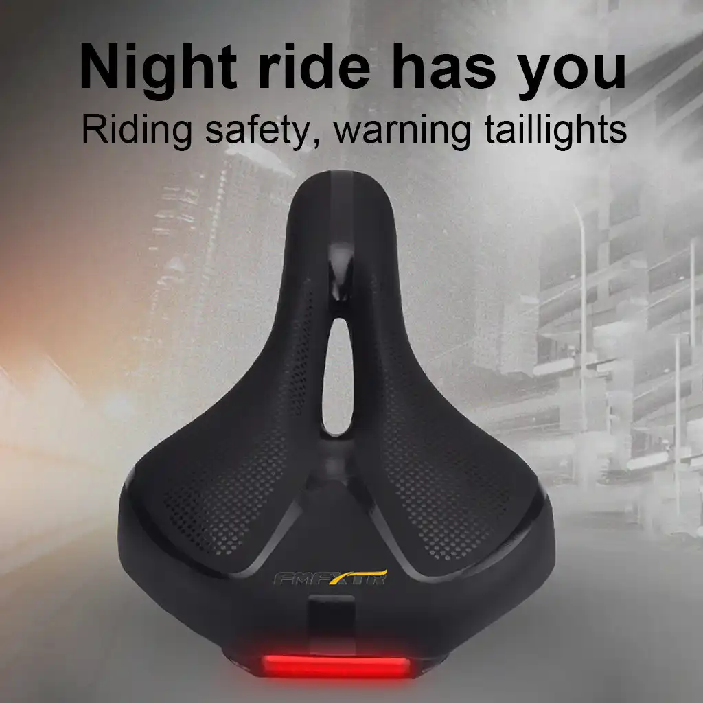Mountain Road Bike Soft Seat Saddle with Tail Light Widen Cushion Replacement US