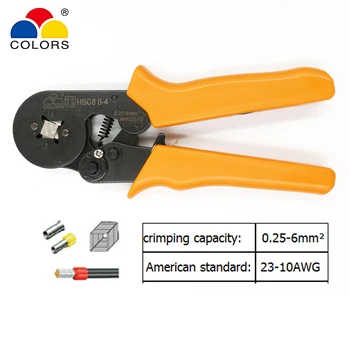 

COLORS HSC8 6-4 wire crimping pliers for tube type needle type terminal crimp self-adjusting capacity 0.25-6mm2 23-10AWG tool