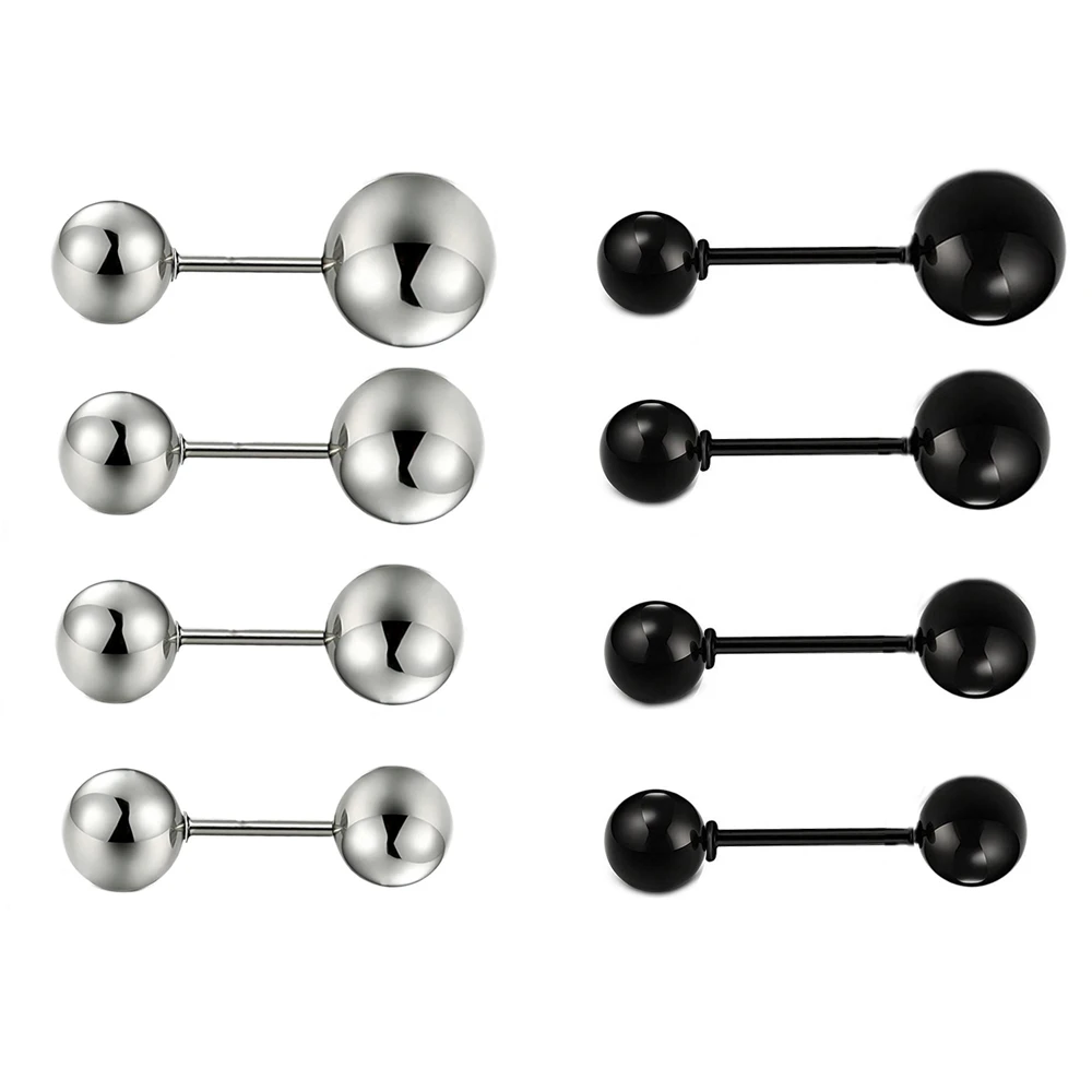 

1 Pair 316L Stainless Steel Silve Gold Black Color Ball Barbell Ear Piercing Studs Earrings 4mm-7mm