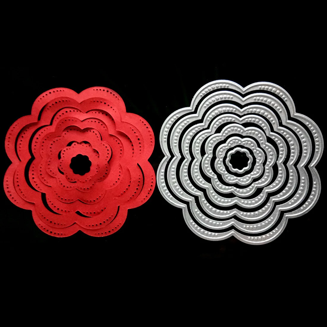 

7Pcs/set Creative Round Wave Flower Cutting Dies Stencil DIY Scrapbooking Album Paper Card Metal Craft