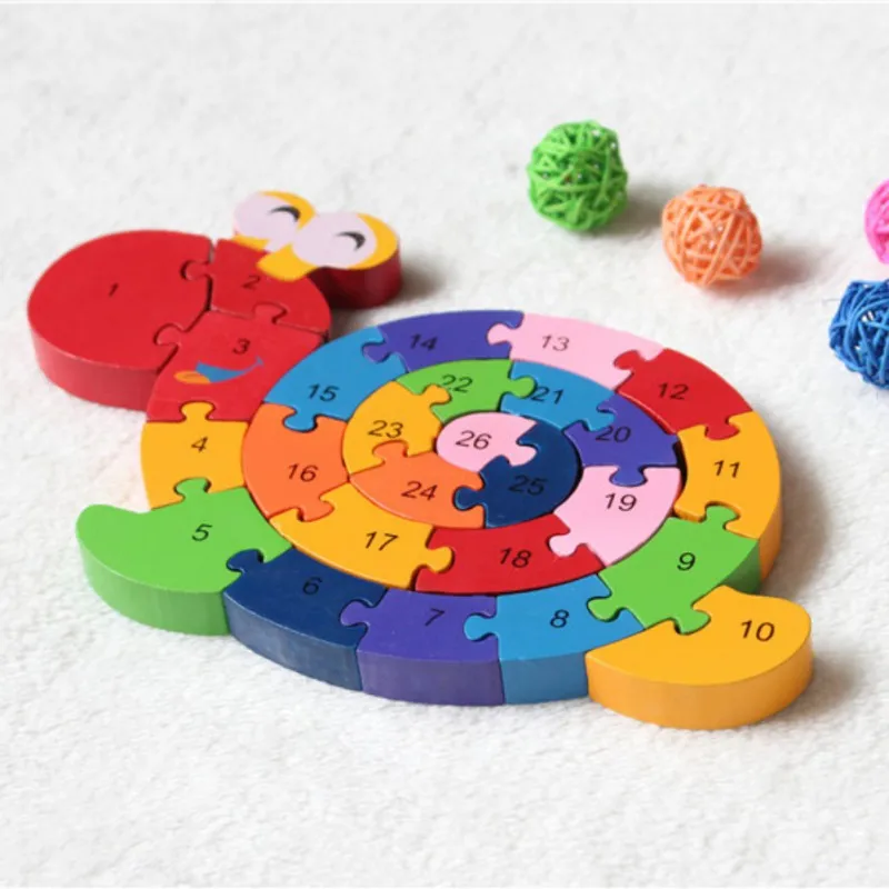 Популярные детские \ игрушки Логические зеленый деревянные головоломки 26 английские буквы Улитка строительные блоки игрушки собраны строительные блоки